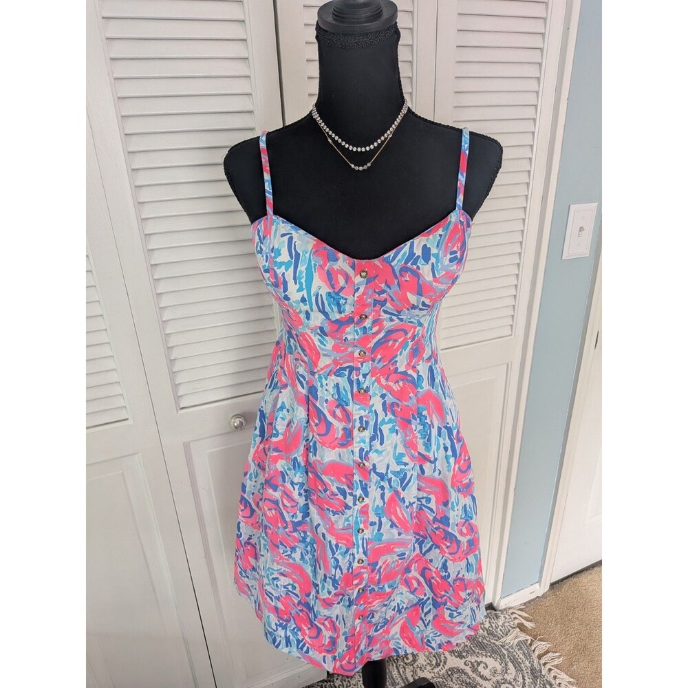 Lilly Pulitzer Dress Women's 2 Coral Cracked Up Lobster Easton Mini Resortwear